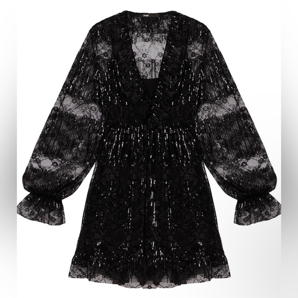 Maje Reville Sequin Lace Mini Dress - NWT - Size 38 (US 6) - Picture 2 of 15